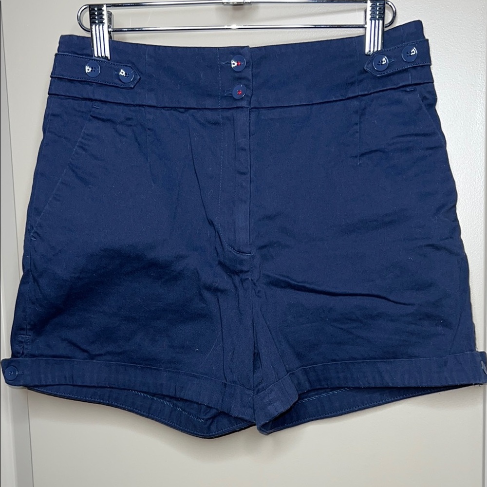 H&M Blue High Waist Tailored Shorts - Picture 7 of 7
